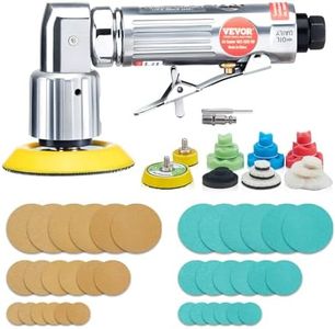 VEVOR Mini Air Sander, 1"/2"/3" Random Orbital Air Sander, 15000r/min High Speed Mini Pneumatic Sander Polisher for Auto Body Work, 58PCS Air Powered Sander Kit with Wavy Sponges, Sandpapers, Wool Pad