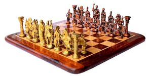 StonKraft -15" x 15" - Rosewood Chess Game Board Set with Brass Roman Chess Pieces,for adult