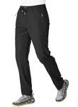 JHMORP Men's Stretch Athletic Workout Pants Sweatpants Lightweight Quick Dry Outdoor Hiking Track Casual Pants with Zipper Pockets (Black,CA M)