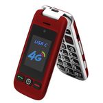 4G Foldable Mobile Phone for The Elderly with Big Button, LTE Unlocked Easy to Use Basic Flip Senior Phone with SOS Button,Dual Screen,Camera,Loud Volume,Charging Dock and Flashlight (Red)