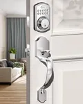 TEEHO Keyless Entry Door Lock Deadbolt with Handle Set- Electronic Digital Keypad Deadbolt - Front Door Lock Set with 2 Keys - Auto Lock - Easy Installation - Satin Nickel