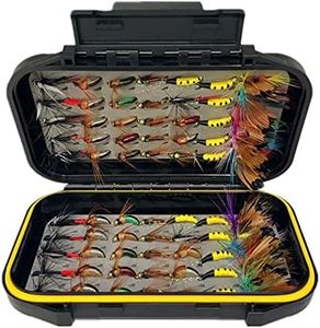 OutdoorFishing Fly Fishing Flies Kit Fly Assortment Trout Bass Fishing with Fly Box, 33/48/72/100/114/148pcs with Dry/Wet Flies, Nymphs, Streamers, Popper (72Pcs/Box)