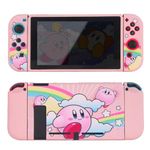 TIKOdirect Protective Case for Switch, Soft Full Skin Protective Cover with Pretty Cute Pattern, Silicone Slim Shockproof Back and Grip Case for Switch, Pink Rainbow