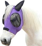 Gallopoff Horse Fly Mask with Ears - Large Eye Space for Full Vision, Breathable Stretch Comfort Fit, UV Protection, Forelock Opening, Easy Pull-On Violet Cob