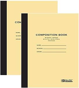 BAZIC Products Composition Notebook Wide Ruled - 20 Sheets, Manila Color Composition Notebook with Durable Cover, Non-Spiral and Lined Paper for Journaling, School, Home, or Office, 2-Packs