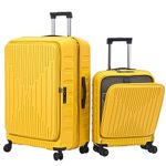 Kaleenie 2 Pieces 20/29 Luggage Sets, 20 Inch Cabin Luggage with Front Pocket & 29 Inch Side Opening Suitcase, Ligthweight ABS+PC Hardshell, TSA Lock with HINOMOTO 360° Wheels, Yellow