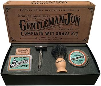 Gentleman Jon Safety Razor Shaving Kit | Vintage Wet Shave Grooming Set for Men - Includes: Safety Razor, Hair Shaving Brush, Alum Block, Shave Soap, Bowl & Double Edge Razor Blades