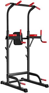 Power Tower Dip Station, Pull Up Bar Station & Multi-Function Gym Equipment For Home Strength Training Adujustable Height Up to 85.5",Load 350LBS