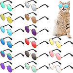 Weewooday 15 Pieces Dog Sunglasses Cat Sunglasses Retro Small Pet Round Metal Sunglasses Puppy Funny Cosplay Glasses Doll Photo Props Eyewear Costume for Small Medium Dogs