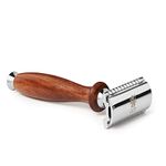 Double Edge Safety Razor by The Cambridge Cutthroat® Missanda Wood Professional Traditional Razor, Premium Quality Double Blade Razor, Moustache & Beard Shaper, Travel Pouch Included