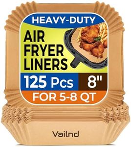 Air Fryer Paper Liners,125Pcs Parchment Paper, Air Fryer Disposable Paper Liner for Microwave, Non-Stick Air Fryer Liners Square Free of Bleach (8IN)