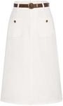 Belle Poque Denim Skirts for Women Plus Size Long Denim Skirts for Women 2XL White