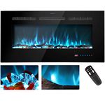 Kentsky 30 inches Electric Fireplace Inserts, Recessed and Wall Mounted Fireplace Heater, Linear Fireplace w/Thermostat, Remote & Touch Screen, Multicolor Flame, Timer, Logs & Crystal, 750W/1500W