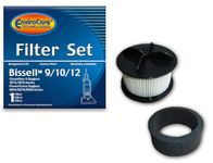 (1 Sets) Bissell Bagless Upright Vacuum Cleaner Style 9/10/12 Hepa Pleated Micro Inner Filter and Outer Foam Filter 32064, 32065, 2031183,Powerforce Bagless, Cleanview II, CleanView Helix, CleanView Helix Deluxe, CleanView Helix Select, PowerForce Turbo, Rewind SmartClean