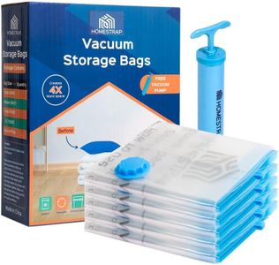 HomeStrap Vacuum Storage Bags with Pump Pack of 5 (Large)| Airtight and Reusable Space Saver Double Ziplock Compression Bags with Vacuum Pump|Creates 4x More Space for Clothes, Winterwear, Blankets