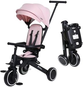 Xplor Kids Trike Foldable Compact Portable Tricycle Toddler With Parent Handles 8 in 1 Design Ages 10m - 5y | For Your Little One | (Xplor, Pink)