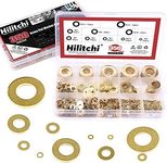 Hilitchi 350-Pcs [10 - Size] Brass Flat Washer Assortment Set - M2 M2.5 M3 M4 M5 M6 M8 M10 M12 M14