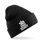 Embroidered Sia Approved Security Original Cuffed Beanie, Security Uniform Workwear Unisex Hat (Black), One Size