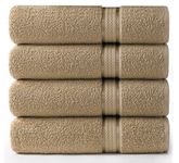 COTTON CRAFT Ultra Soft Oversized Bath Towels - Set of 4 Large Bathroom Towels - 100% Ringspun Cotton - Absorbent Everyday Luxury Hotel Spa Gym Shower Beach Pool Travel - Easy Care - 30x54 - Linen