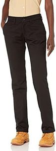 Dickies Womens Straight Flex Twill Pants Khakis, Rinsed Black, 10 US