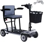 PAISEEC Ultra Lightweight Mobility Scooter for Adults, Electric Powered Mobility Scooter, 39.7 lbs Folding Design with 2 Lithium Batteries, All Terrain Travel up to 18.6 Miles Airline Approved-Grey