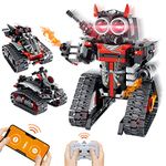 VINTOP Remote Control Robot Building Kits, Remote & APP Controlled 3-in-1 RC Robot/Tracked Car/Tank for Boys Girls Age 6+ Year Old,408 PCS Educational STEM Building Block Toys(Red)
