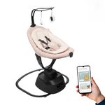 Babymoov Swoon Evolution Connect Smart Baby Swing, App-Controlled Electric Baby Bouncer with Multiple Motions, Speeds, Music, Timer & Remote Control, Mocha