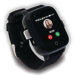 KUUS. W2 4G Smart Watch for Kids - GPS Tracker for Kids, Kids GPS Tracker Video Call, Messaging, Alarm, SOS Call – 30hrs Battery IP67 Waterproof- Kids tracker watch For Boys and Girls W2i Black