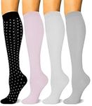 HLTPRO 4 Pairs Copper Compression Socks for Women and Men 20-30mmHg - Circulation Support for Travel, Nurse, Running