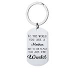 Mother's Day Gift Keychain, to The World You are A Mother, But to Our Family You are The World Stainless Steel Key Ring Jewelry Present for Women Birthday Gift for Mom from Daughter Son