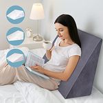 STARRY EUCALYPT Memory Foam Wedge Pillow Cool Gel, Triangle Reading Back Support Pillow with Removable Bamboo Cover, Oeko-Tex Certified Sleeping Bed Wedge Cushion, Leg Elevation Lift Rest(Plush Grey)