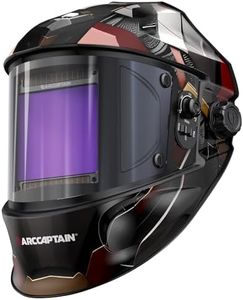 ARCCAPTAIN Large Viewing Screen 3.93"X3.66" Welding Helmet, True Color 1/1/1/1 Solar Power Auto Darkening Welding Hood with 4 Arc Sensor, Wide Shade 4/5-9/9-13 for TIG MIG ARC, Armour