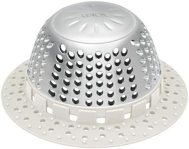 LEKEYE Shower Drain Hair Catcher/Shower Drain Cover/Drain Protector for Pop-Up & Regular Drains(Light Gray)
