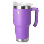 Bluwing 30 oz Tumbler with Handle-Travel Coffee Mug with Spill Proof Lid, Double Wall Vacuum Insulated Tumbler Cups for Women and Men（Purple）