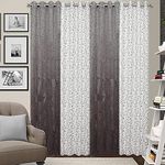 GRIHSHOBHA Heavy Velvet Textured Blackout Door Room Darkening Thermal Insulated Window Door Curtains Parde for Bedroom, Living Room Hall, 9 Feet Long, Grey White Textured, Set of 4