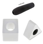 2pcs Triangular and Square Microphone Station Logo - White and 1 Pc Reporter Mike Sponge Windshield