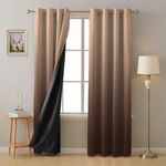 SPACES DRAPE STORY Ombre Design Heavy Satin Curtains with Blackout Lining - Set of 2 | 95 to 98% Light Blocking | 8ft Premium Long Door Curtain |Brown & Beige