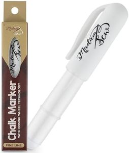 Madam Sew Chalk Fabric Marker for Sewing, Quilting & Crafting | White |Tailors Liner Pen Creates Consistent Erasable Lines with Dosing Wheel Technology | Works on Cotton, Knit, Suede, and All Fabrics