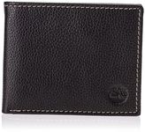 Timberland Men's Leather Wallet with Attached Flip Pocket Travel Accessory-Bi-Fold, Black (Sportz), One Size