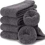 EBMORE Men Merino Wool Casual Socks Super Thick Thermal Hiking Winter Warm Boot Heavy Soft Cozy Socks For Cold Weather, Grey-Super Thick(5 Pairs), One Size
