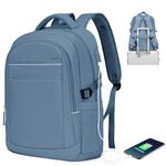 HPLQQ Laptop Backpack Women, 15.6-inch Business Travel Laptop Backpack for Men with USB Charging Port, Waterproof College School Computer Rucksack Anti-Theft Laptop bag for Work/Travel Sapphire Blue