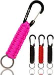 REHTAEL Paracord Keychain with Carabiner- Military Braided Paracord Carabiner Keychain Clip with Strap for Keys/Men/Women- 4-pack (4pack;1pink+1red+2black)