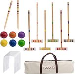 ropoda Six-Player Croquet Set with Wooden Mallets, Colored Balls, Sturdy Carrying Bag for Adults &Kids, Perfect for Lawn,Backyard,Park and More.