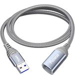 Ploiwue USB 3.0 Extension Cable,[2 m] USB A to A Female Extender 5Gbps Data Transfer USB Extension Cable Braided Compatible for Keyboard,Mouse,U Disk,Printer,Scanner,Hard Drive,Grey...