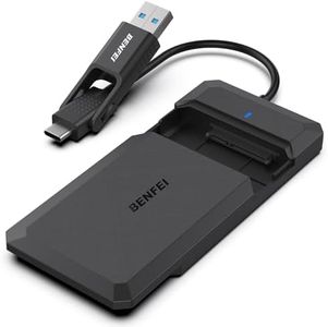 BENFEI 2.5 Inch SATA to USB Tool Free External Hard Drive Enclosure, USB Type-C/Type-A to Sata Compatible for 2.5 Inch SSD(Optimized for SSD, Support UASP SATA III)