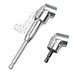 2Pcs 105° 1/4 Inch Right Angle Drill Adapter 90 Degree Right Angle Drill Adaptor High-Carbon Steel for Power Drill Tool, Right Angle Screwdriver Attachment with Magnetic Bit Holder(Silver)