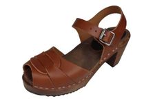 Lotta From Stockholm Peep Toe Cinnamon Clogs on Brown Base-38