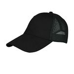 FREEBIRD99 Half Mesh Trucker Hat Adjustable Snapback Baseball Cap Headwear (Black)