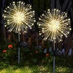 yowin Solar Garden Lights 2 Pack 120 LED Firework Solar Lights Outdoor Garden, 8 Modes Solar Pathway Lights Waterproof Dandelion Solar Lights for Patio FlowerBoxes Party Decorations- Warm White