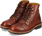 JIM GREEN Numzaan Frog Sole Boots Lace-Up Water Resistant Full Grain Leather Work or Hiking Boot, Walnut Veg Tan, 13.5